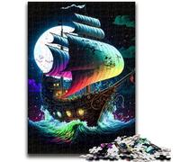 Puzzle per adulti 1000 pezzi Nave pirata colorata Aiuta il cervello a esercitare Giocattoli avvincenti per coltivare la pazienza Un'opera d'arte 38x26cm