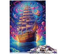 Puzzle per adulti, 1000 pezzi, nave pirata, gioco educativo per compleanno, Natale, 26 x 38 cm