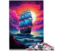 Puzzle per adulti, 1000 pezzi, nave pirata, puzzle difficile, sfida l'intelligenza del cervello, giocattolo che crea dipendenza da adolescenti a partire dai 14 anni, 26 x 38 cm