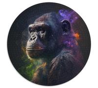 Puzzle per adulti 1000 pezzi Nebulosa Scimpanzé Puzzle rotondo 1000 pezzi Serata di giochi in famiglia, Decorazione per la casa e regalo per l'allenamento del cervello 67,5x67,5 cm