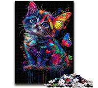 Puzzle per adulti 1000 pezzi Neon Cat per età 14 anni e oltre Giocattolo educativo intellettuale decomprimente Ottimo regalo 38x26cm
