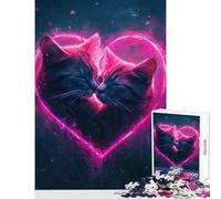 Puzzle per adulti 1000 pezzi Neon Heart Cats Toy Wall Decor Art Work Gift for Educational Game Enhance Love between Couples Size 50x75cm