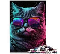 Puzzle per adulti 1000 pezzi Neon Nights Cat Puzzle Regali Sfida di intelligenza cerebrale Giocattoli avvincenti per 14 anni 50x70cm