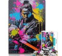 Puzzle per adulti 1000 pezzi Neon Samurai Warrior War, ottimo regalo per adulti, ideale come regalo per tutta la famiglia per bambini dai 14 anni in su, 38x26cm