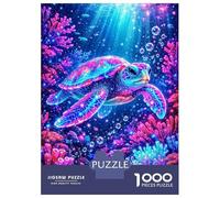 Puzzle Per Adulti 1000 Pezzi Neon Turtle Underwater Coral Reef Puzzle Per Adulti Gioco Rompicapo Migliora La Memoria Riduce Lo Stress Regali 70x50cm/1000pcs