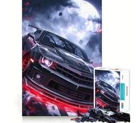 Puzzle per adulti 1000 pezzi Nero Rosso Neon Supercar Taglio preciso Divertimento,gioco di costruzione,tempo libero e divertimento,gioco artistico per compleanno 50x75cm