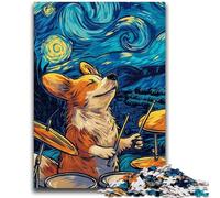 Puzzle per adulti 1000 pezzi Night Sky Corgi Band, impegnativo da completare ma divertente e umoristico, regalo di compleanno, regali, arte murale 50x75cm