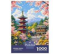 Puzzle Per Adulti 1000 Pezzi Nikko Japan Pagoda And Cherry Blossoms Puzzle Per Adolescenti Giochi Per Famiglie Sfida Difficile Aiuta L'esercizio Del Cervello 70x50cm/1000pcs