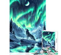 Puzzle per adulti 1000 pezzi Nordic Wolf Aurora Boreale Giocattolo educativo Regalo di compleanno Gioco pratico Difficile da completare Dimensioni 38x52cm