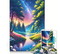 Puzzle per adulti 1000 pezzi Notte nella foresta magica gioco rompicapo interazione genitore-figlio rafforza l'amore tra le coppie 38x26cm