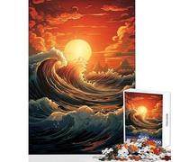 Puzzle per adulti 1000 pezzi Onde dell'oceano Tramonto Fai da te Giocattoli divertenti Regalo Gioco educativo Migliorare l'amore tra coppie Dimensioni 38x52cm