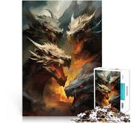 Puzzle per adulti 1000 pezzi “Opera d'arte dei draghi” Fatto di legno,Adatto a partire dai 14 anni Antistress Sfida difficile È ideale come regalo per tutta la famiglia。misurare:50x75cm