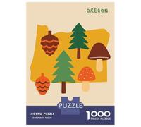 Puzzle Per Adulti 1000 Pezzi Oregon State Map with Nature Elements Puzzle Per Adulti Gioco Pratico Vacanza A Casa Passatempo Gioco Stimolante Regali 38x26cm/1000pcs
