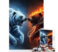 Puzzle per adulti 1000 pezzi Orsi di ghiaccio e fuoco Confronto Giocattoli fai da te Regalo di compleanno per gioco educativo Migliorare l'amore tra coppie (dimensioni 38x52cm)