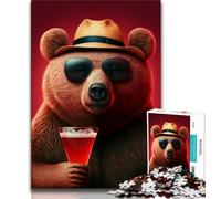Puzzle per adulti 1000 pezzi Orso bruno che beve 1000 pezzi per adolescenti antistress per trascorrere il tempo in casa e per l'interazione genitore-figlio 75x50cm