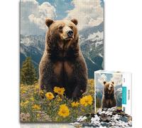 Puzzle per adulti 1000 pezzi Orso bruno puzzle da 1000 pezzi per ammazzare il tempo durante le vacanze con poster abbinato e foglio di quiz 26x38cm