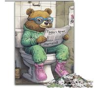 Puzzle per adulti 1000 pezzi "Orso bruno va in bagno" in legno, idea regalo per le feste, opera d'arte umoristica, opera d'arte dettagliata 50x75cm, festa di compleanno per uomini e donne