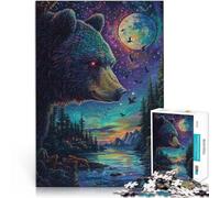 puzzle per adulti 1000 pezzi Orso dagli occhi rossi Fatto di cartone per età pari o superiore a 14 anni Analisi e logica Regali di compleanno misurare：38x52cm