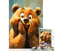 Puzzle per adulti 1000 pezzi Orso dei cartoni animati con espressione sorpresa Decorazione per la casa Giocattoli Ottimi regali e giocattoli Gioco per famiglie Migliorare l'amore tra coppie 38x52cm