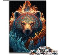 Puzzle per adulti 1000 pezzi Orso Fuoco Acqua Puzzle in legno dimensioni 50x75cm Rompicapo impegnativo per adolescenti, gioco interattivo divertente per famiglie