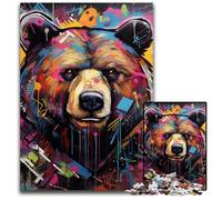 Puzzle per adulti 1000 pezzi Orso marrone Graffiti Puzzle Gioco interattivo per famiglie, sfida mentale, giocattolo educativo 26X38CM/10,23x14,96 pollici