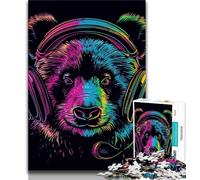 Puzzle per adulti 1000 pezzi Panda con cuffie Puzzle per adolescenti antistress Vacanza ammazza tempo Lista dei desideri con Babbo Natale 26x38cm