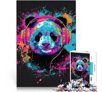 Puzzle per adulti, 1000 pezzi, panda con cuffie, velocità della mano, analisi e logica, adatto per adolescenti dai 14 anni, 26 x 38 cm