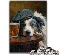 Puzzle per adulti 1000 pezzi Pastore australiano che fuma Puzzle da 1000 pezzi, antistress per trascorrere il tempo libero Interazione genitore-figlio 50x75cm
