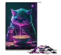 Puzzle per adulti 1000 pezzi Pat Cat Eating Ramen Jigsaw regalo di compleanno per ragazzi dai 14 anni in su 75x50 cm