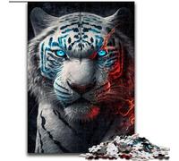 Puzzle per adulti 1000 pezzi Pericolo Tigre Bianca Puzzle in legno Perfetto per il divertimento in famiglia per compleanni, Natale Dimensioni 50X75CM