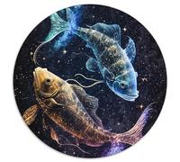 Puzzle per adulti, 1000 pezzi, pesce koi cosmico, puzzle rotondi in cartone, impegnativo gioco d'arte fai da te per appassionati, regalo perfetto per rilassarsi 67,5x67,5 cm