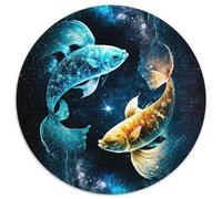 Puzzle per adulti, 1000 pezzi, pesce koi cosmico, puzzle rotondi in cartone, impegnativo gioco d'arte fai da te per appassionati, regalo perfetto per rilassarsi 67,5x67,5 cm