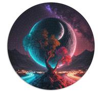 Puzzle per adulti 1000 pezzi, pianeta alieno, puzzle rotondi in carta, sfida per la mente, regalo, attività educativa per adolescenti (dimensioni 67,5x67,5 cm)
