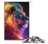 Puzzle per adulti 1000 pezzi Piccolo leone nel fuoco arcobaleno Puzzle in legno 1000 pezzi (38x26 cm)