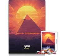 Puzzle per adulti 1000 pezzi Piramide di Giza Tramonto Rilassante e pacifico Tempo libero Taglio netto e preciso Giocattolo da gioco Dimensioni 38x26cm