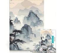 Puzzle per adulti, 1000 pezzi, pittura a inchiostro giapponese, gioco per famiglie, decorazione per la casa, con pezzi di forma casuale completamente ad incastro 50x75cm