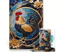 Puzzle per adulti 1000 pezzi Pollo Gallo Kintsugi Arte Taglio Premium Gioco Creativo Giocattolo Divertimento Tempo Libero Decorazione Natalizia Arte (38x52cm)