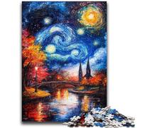 Puzzle per adulti 1000 pezzi Ponte difficile sotto il cielo notturno per età 14+ Giochi educativi per adulti e adolescenti Opera d'arte regalo 26x38cm