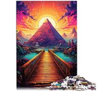 Puzzle per adulti, 1000 pezzi, ponte verso le piramidi, modello di assemblaggio per è ideale come regalo per tutta la famiglia, 26 x 38 cm