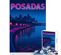 Puzzle per adulti 1000 pezzi Posadas Paesaggio urbano di notte Giocattolo Decorazione da parete Regali di compleanno Gioco impossibile Difficile e sfida Dimensioni 38x52cm