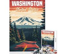 Puzzle per adulti 1000 pezzi Poster di viaggio dello stato di Washington Decorazione per la casa Giocattoli Regali di compleanno Giochi rilassanti Collezione di artisti Belle arti Dimensioni 38x26cm