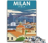 Puzzle per adulti 1000 pezzi Poster di viaggio di Milano, Italia Aiuta il cervello ad allenarsi Giocattoli avvincenti per coltivare la pazienza Un'opera d'arte (dimensioni 38x52cm)