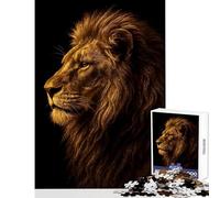 Puzzle per adulti 1000 pezzi Profilo di leone dorato su sfondo nero Decorazione per la casa Giocattoli Regalo Compleanno Giochi per famiglie Allena il tuo cervello e le tue mani Dimensioni 50x75cm