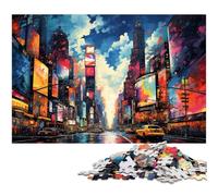 Puzzle per adulti 1000 pezzi Psichedelia colorata a Times Square Puzzle di precisione tagliato Ottimo regalo 1000 pezzi (75x50 cm)