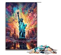 Puzzle per adulti 1000 pezzi Psichedelia colorata della Statua della Libertà Puzzle impossibile Gioco per famiglie Antistress Sfida difficile (dimensioni 75x50 cm)