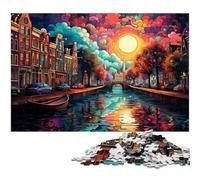 Puzzle per adulti 1000 pezzi Psichedelia colorata nel quartiere dei canali di Amsterdam Puzzle giocattoli Decorazioni per la casa e regali unici Adatto per adolescenti dai 14 anni in su 1000 pezzi
