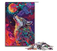 Puzzle per adulti 1000 pezzi psichedelici colorati e esotici lupi puzzle giochi giocattoli regalo adatto per la decorazione del desktop 75x50 cm