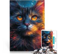 Puzzle per adulti, 1000 pezzi, psychedelic Art Cat di precisione, adatto come decorazione da scrivania per bambini dai 14 anni in su, 26 x 38 cm