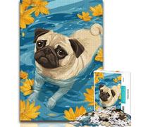 Puzzle per adulti 1000 pezzi Pug in the Water Puzzle per adulti giocattoli educativi per l'apprendimento giochi per famiglie regali e compleanni unici 75x50cm