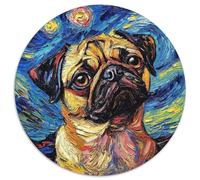 Puzzle per adulti 1000 pezzi Pug Night Sky Puzzle rotondo 1000 pezzi per serate di giochi in famiglia, arredamento per la casa e regalo per allenare la mente (67,5x67,5cm)
